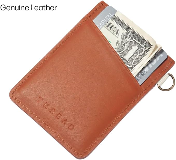 Thread Wallets Ultra Slim Minimalist Leather Card Holder Wallet (Emmeline Navy)