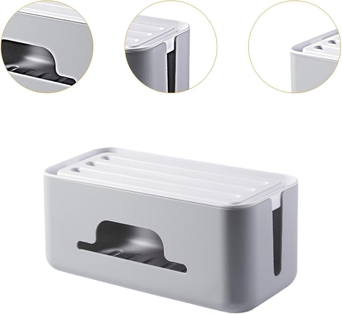 Cable Management Box, Sturdy And Practical, Cable Organizer, Case for Desktop Power Strips, Power Strips, Gray