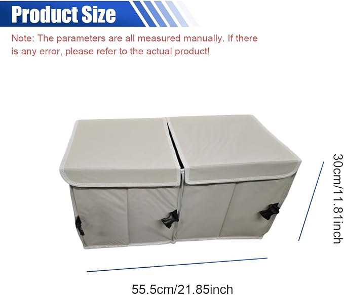 Car Trunk Organizer, Collapsible Multi Compartment Cargo Storage Box with Lid & Reinforced Handles, Adjustable Waterproof Vehicle Storage Organizer Accessories for Car SUV Truck (Beige)