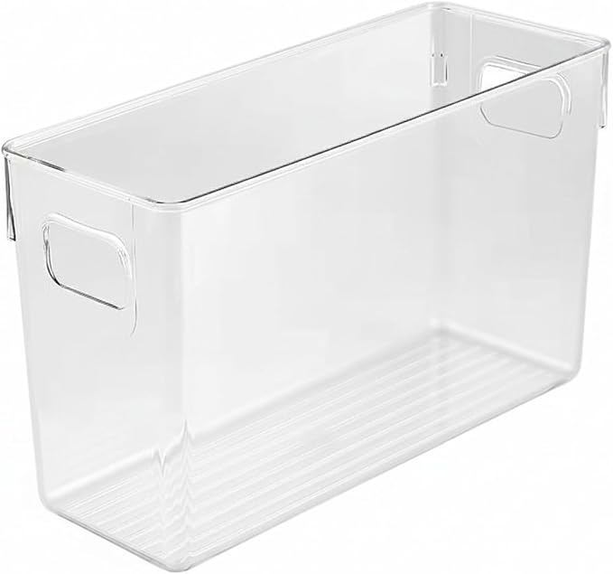 Clear PET Storage Box for Office Desk, Stackable Organizer Bin for A4 Documents and Supplies