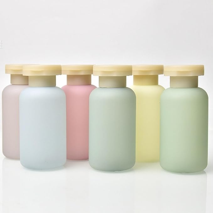 3.4oz Travel Shampoo Bottle with Flip Cap, Leak Proof Plastic Squeeze Bottles, Reusable Empty Travel Shampoo and Conditioner Bottles for Creams, Lotion, Foundation, Conditioner (Forest Series, 4Pcs)