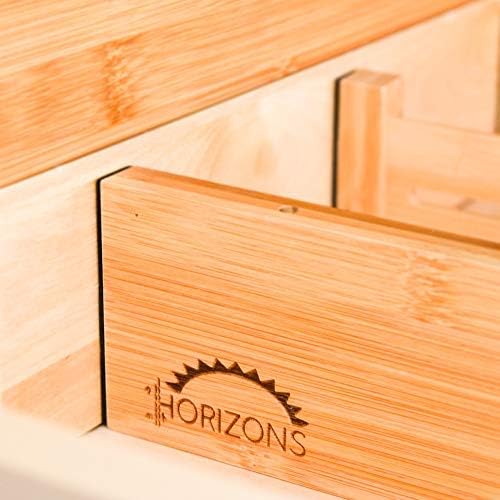 Bamboo Drawer Dividers (Set of 6) - Kitchen Drawer Organizers - Spring Adjustable, Expandable & Stackable Deep Drawers Organizer - Best for Kitchen Utensils, Silverware, Desk, Clothes Dresser Divider