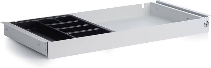 Perfect POSTURE Max Under Desk Storage Drawer – Large Desk Drawer with Lock for Regular & Sit-Stand Standing Desks, White (13" x 26.5")