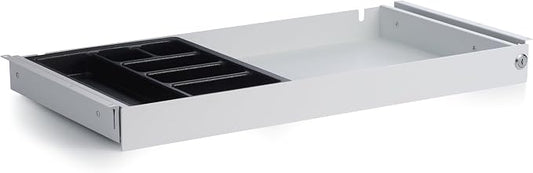 Perfect POSTURE Max Under Desk Storage Drawer – Large Desk Drawer with Lock for Regular & Sit-Stand Standing Desks, White (13" x 26.5")