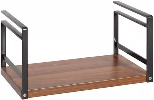 predolo Under Desk Organizer Easy-Mount Hanging Bookshelf No Drill Under Desk Shelf Rounded Corners Hanging Storage Rack for Dorm Room, Home Office, Black, Teak Board