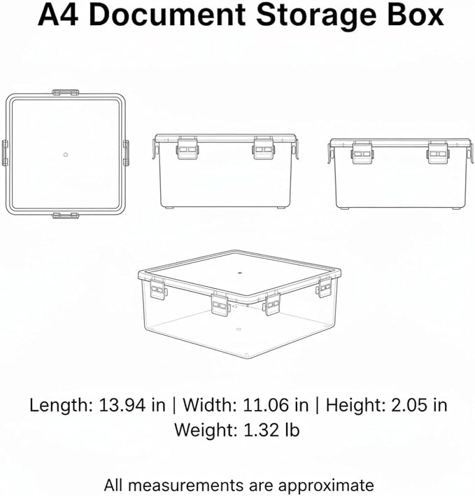 A4 Document Storage Box with Lid, Clear PP Plastic File Organizer for Desk and Drawer, Stackable Paper Container (1 PC)