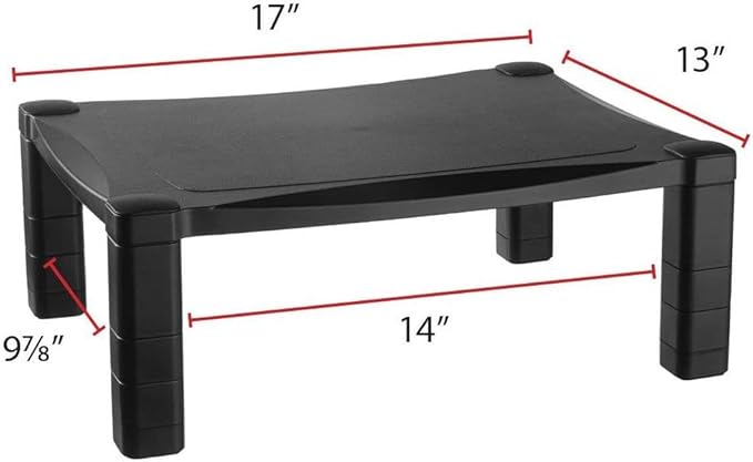 Kantek Single-Level Monitor Stand, 17" X 13.25" X 3" To 6.5", Black, Supports 50 Lbs