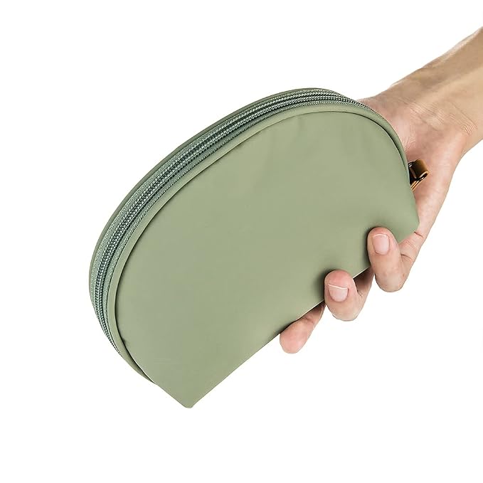 Hekyip Half Moon Cosmetic Beauty Bag for Purse Travel Handy Makeup Pouch for Women Girls (Green)