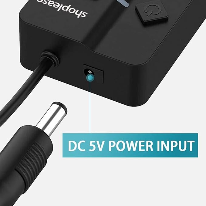 7-Port USB 3.0 Hub with Individual Power Switches and LED Lights, High-Speed Data Hub Splitter Portable USB Extension Hub for PC Laptop and More (No Power Adapter)