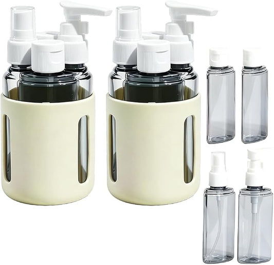4 in 1 Travel Dispenser Bottles – 2026 New Leak Proof Portable Dispenser Bottle Set for Shampoo, Conditioner, Lotion & Cream, 4pcs 60ml Travel Dispensers for Vacation & Business (Set E)