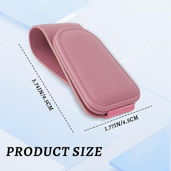 Sunglass Holder for Car, Car Sunglass Holder, Magnetic Leather Sunglasses Holder and Ticket Card Clip, Auto Multi-Functional Sun Visor Eyeglass Holders for SUV Pickup Truck (Pink)
