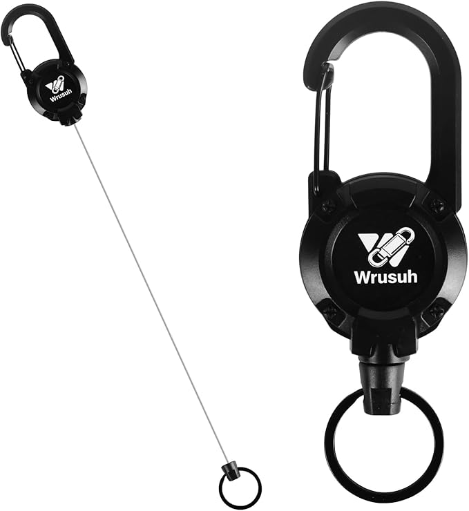 Heavy Duty Retractable Keychain, Multitool Carabiner Badge Holder-Sturdy & Durable Design for Keys, ID Badges & Small Tools, Clip-On Belt/Camping Gear for Work, Travel, Warehouse & Outdoor Use