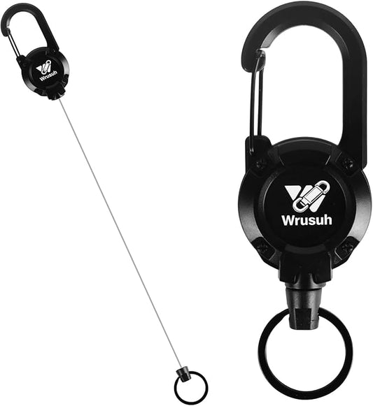 Heavy Duty Retractable Keychain, Multitool Carabiner Badge Holder-Sturdy & Durable Design for Keys, ID Badges & Small Tools, Clip-On Belt/Camping Gear for Work, Travel, Warehouse & Outdoor Use