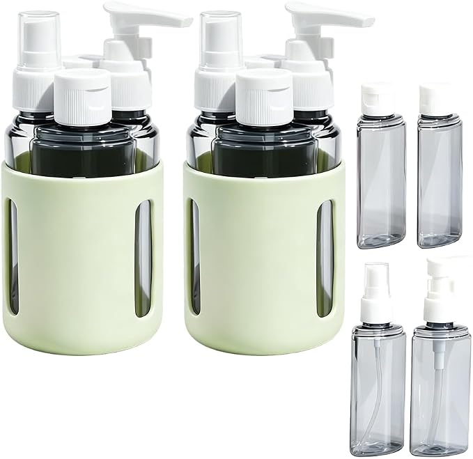 4 in 1 Travel Dispenser Bottles – 2026 New Leak Proof Portable Dispenser Bottle Set for Shampoo, Conditioner, Lotion & Cream, 4pcs 60ml Travel Dispensers for Vacation & Business (Set B)