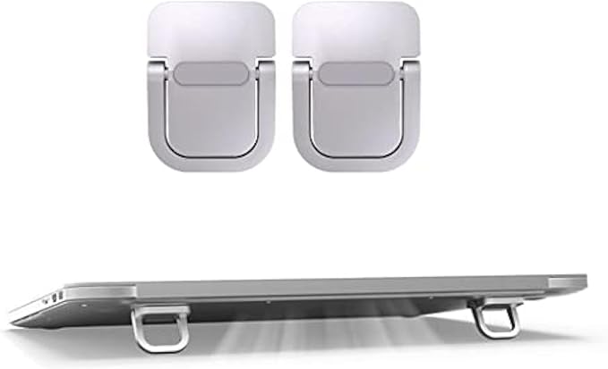 Portable Keyboard Riser, Mini Invisible Laptop Stand for Desk Computer Keyboard MacBook Notebook Stand Riser Aluminum (2PCS) (Silver)