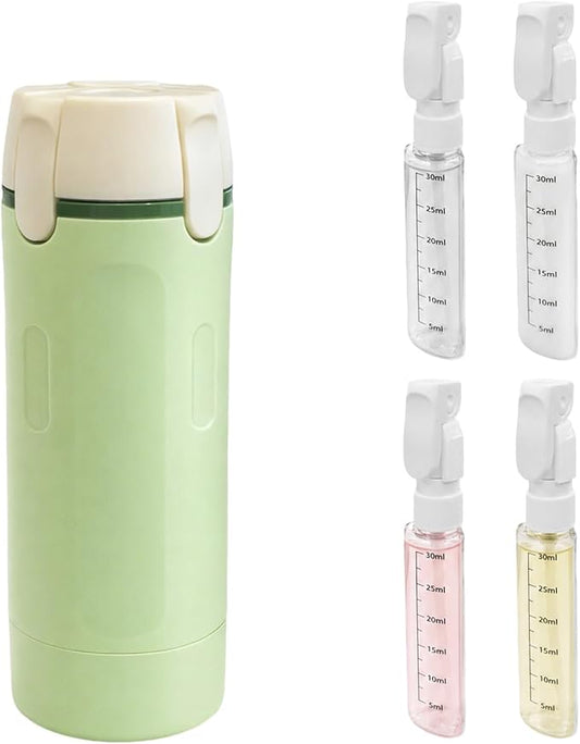 4 in 1 Travel Dispenser Bottle Set - 30ml x4 TSA Approved Leak Proof Airless Pump Bottles, Refillable Small Containers for Shampoo Lotion, Portable Travel Toiletries for Carry On (Green)