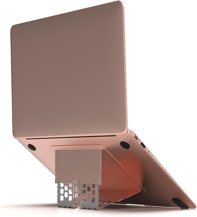Paper-Thin Stand for MacBook, Laptop Riser, Slim Portable Ergonomic Ventilated Stand, 6 Adjustable Heights from 2.1" to 3.6", Compatible with Laptops Up to 18?? US Patented (Rose Gold)