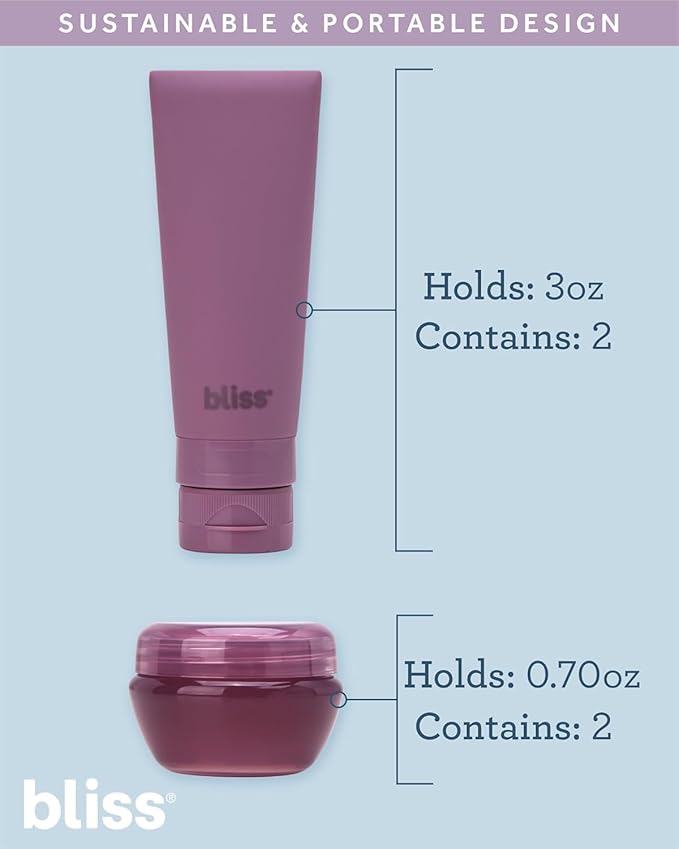 Bliss Travel Bottles Set - 10PC TSA Approved Leak Proof Refillable Travel Size Toiletries Containers for Shampoo Conditioner Lotion & Skincare, Size One Size, Mauve