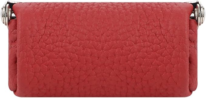 Royal Bagger Genuine Cow Leather Mini Jewelry Box Women's Coin Purse Solid Color Kiss Lock Change Pouch Casual Style Small Storage Bag for Women 1894 (Watermelon Red)