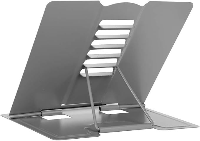 Book Stand Reading Adjustable Standing Kitchen Foldable Tray and Page Paper Rest Holder Document, Cookbook, Textbooks, Music Books Portable Metal Stand for Office Home Student