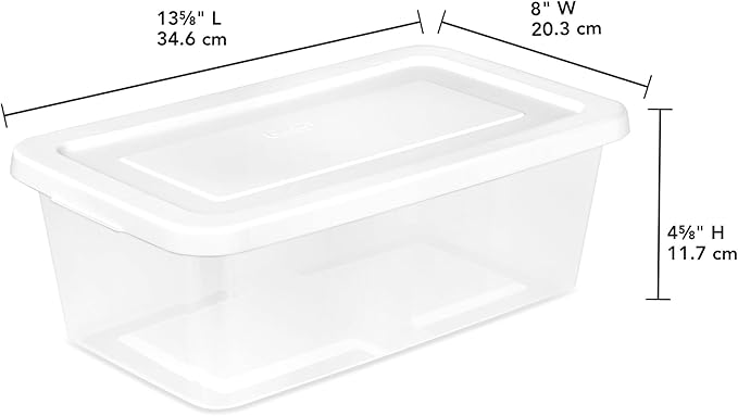 Sterilite 12-Pack 6 Quart Storage Boxes, Stackable Clear Plastic Bins with Snap-On Lids – Heavy-Duty Organizing Containers for Closet, Bathroom, and Office