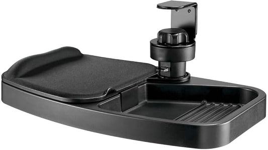 TRIPP LITE Under Desk Storage Tray Clamp-on Storage Tray w Mouse Pad, Wrist Rest - Office Desk Organizer 360 Swivel 5-Year Warranty (DMUDSC)
