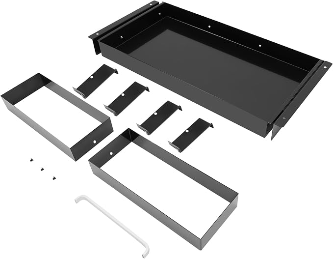 Under Desk Pull-out Drawer with Adjustable Divider for Storing Pencil and Office Accessories Under Desk Mounted Tray Organizer for Sit Stand Workstation, 21.5x10.2x2.1in