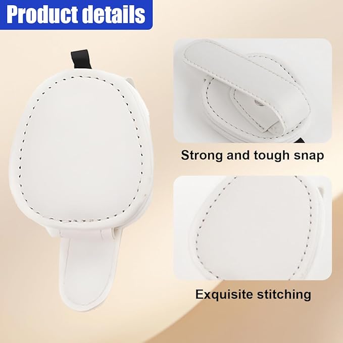 ZIMISI 2PCS Magnetic Sunglass Holder for Car Visor, Leather Glasses Holder for Different Size Eyeglasses, Clip on Sunglasses Clip, Ticket Card Clip, Car Visor Organizer (White)