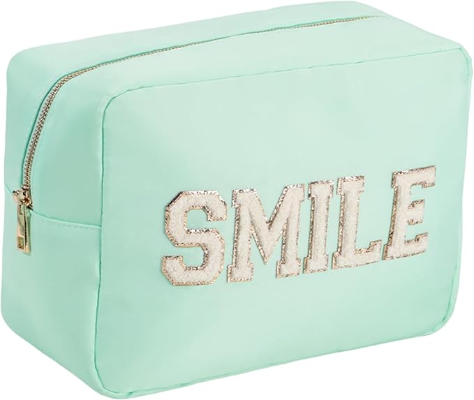 Travel Essentials Makeup Bag for Women Water-resistant Toiletry Organizer Nylon Cosmetic Pouch Preppy Stuff