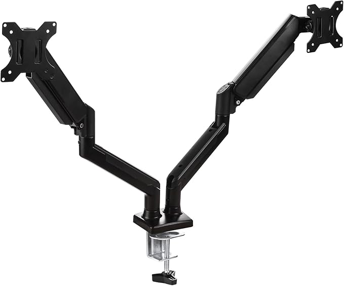 Dual Balanced Monitor Arms | Effortless Adjustment | Internal Spring Mechanism | Outstanding Flexibility | 180 Degree Rotation | Two Monitors | Fit Screen Size 17" - 32" | Computer Display Arm | Black
