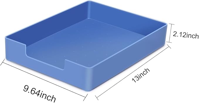 Stackable Letter Tray, 2 Pack Blue, Desk Organizer | Plastic stackable letter tray, fits A4/letter. Anti-skid stacking support. Desktop file organizer for office, school, home.