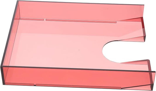 Stackable Paper Organizer Box in Wine Red Transparent Multifunctional Document Storage Case for Office Home School Desktop File Holder Practical File Box for Magazines and