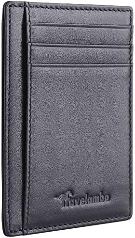 Travelambo Front Pocket Minimalist Leather Slim Wallet RFID Blocking Medium Size