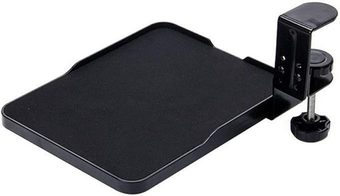 FUZADEL Ergonomic Mouse Tray Desk Attachment Mouse Platform Slide Out Extension Clamp On Wrist Rest Pad Under Desk Shelf (Black)