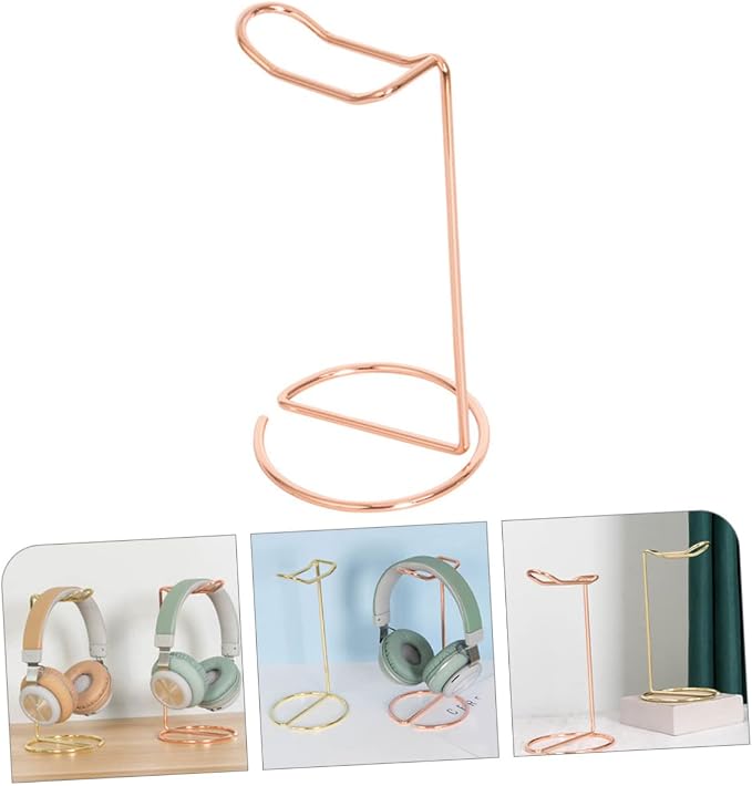Headset Simple Headphone Stand Headband Stand Desktop Speaker Stand Desk Accessory Headset Rack Earphone Supporting Hanger Headset Frames Iron Rose Gold Headset Holders