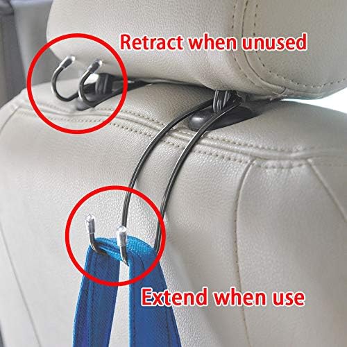 4 Pack Car Seat Headrest Hooks Strong and Durable Backseat Hanger Storage for Handbags, Purses, Coats, and Grocery Bags, Universal SUV Truck Vehicle Car Seat Back Headrest Bottle Holder Organizer