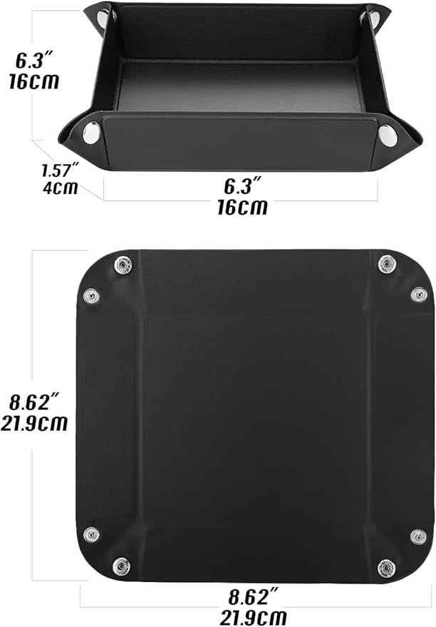 Luxspire Valet tray, PU Leather Tray, Catchall Tray, Men Women Jewelry Key Tray, Desk Storage Plate for Key Coin Phone Jewelry Wallet, Small Size - Black