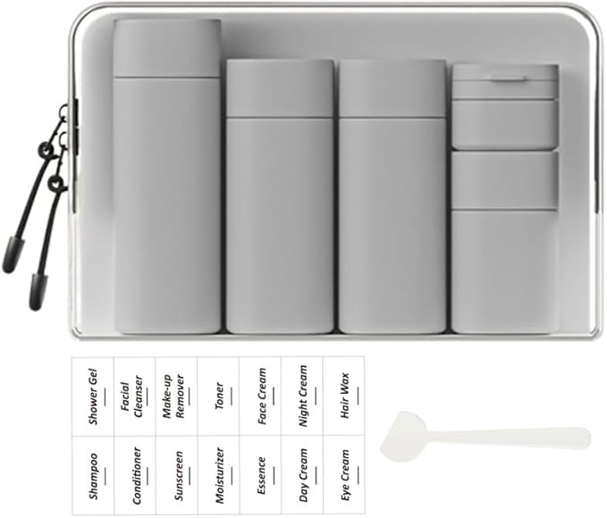 5 Pack Brief and Fashion Travel Bottles TSA Approved, BPA Free Travel Size Travel Containers Refillable Squeeze Bottles for Cosmetic Shampoo Cream Conditioner Lotion Soap… (Nordic grey)