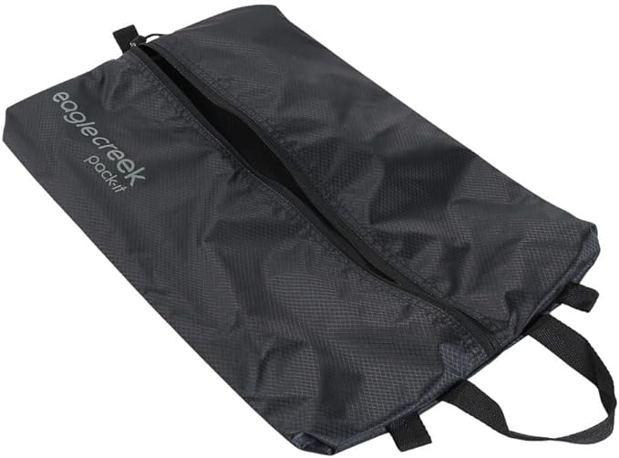 Eagle Creek Pack-It Isolate Shoe Sack - Breathable Shoe Sack for Travel - Lightweight & Portable - Washable - Water-Resistant - Easy-Grab Zipper - Top Handle - Black