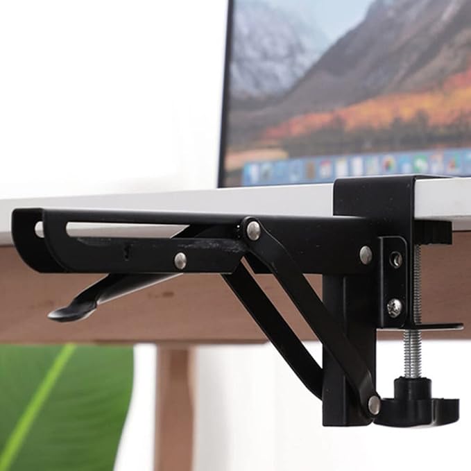 Angoily Foldable Keyboard Hand Support Bracket with Clamp Adjustable Desktop Extension Board 9.84X4.13X1.77In for Home Office Desk Keyboard Tray