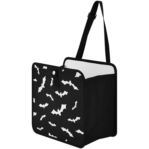 Bat Car Trash Can Black Foldable Hanging Bin Auto Garbage Can Leak-Proof Organizer(Large)