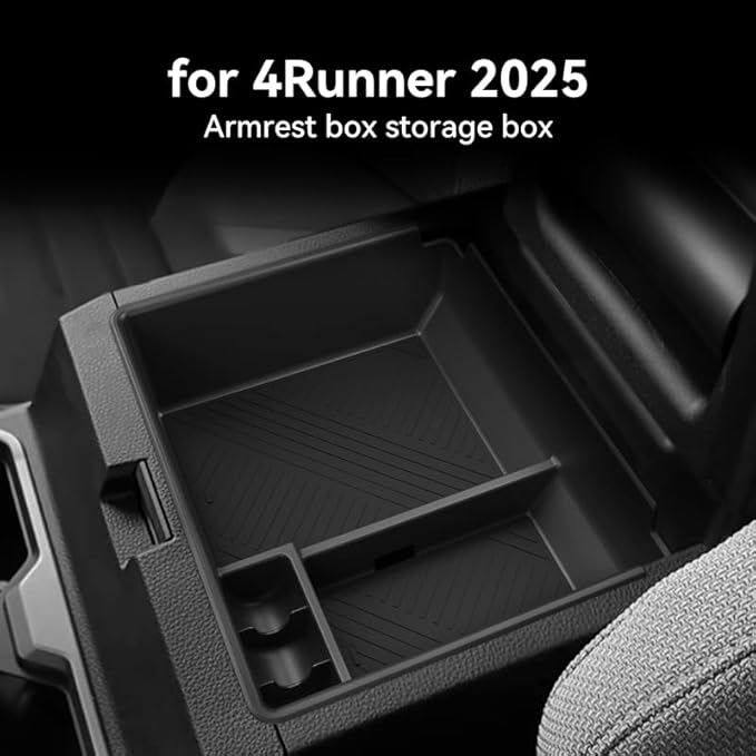 Center Console Organizer Tray Storage Box for Toyota 4Runner 2026 2025, Interior Accessories Armrest Insert Tray Storage Box for 2025-2026 4 Runner, Black