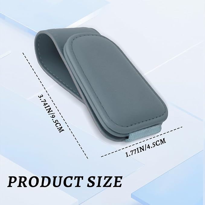 Sunglass Holder for Car, Car Sunglass Holder, Magnetic Leather Sunglasses Holder and Ticket Card Clip, Auto Multi-Functional Sun Visor Eyeglass Holders for SUV Pickup Truck (Light Grey)