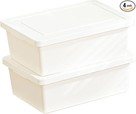 YUNGSHY 2 Pack 15 Quart White Large Stackable Storage Bins With Lids,Bathroom Closet Undersink Organizers and Storage Containers and Durable Nestable Closet, Garage, Totes (white, 15Qt. -2Pack)