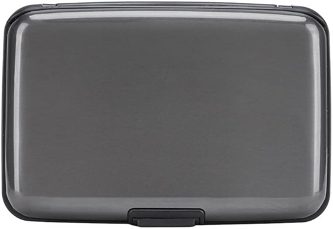 ELFISH RFID Blocking Credit Card Protector Aluminum ID Case Hard Shell Business Card Holders Metal Wallet for Men or Women（Gray