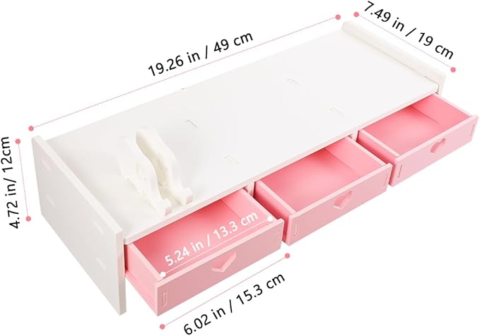 Multi-Purpose Computer Monitor Stand Riser 19.29X7.48X3.93In Elevated Rack Desk Organizer for Space Saving and Desktop Screen Comfort