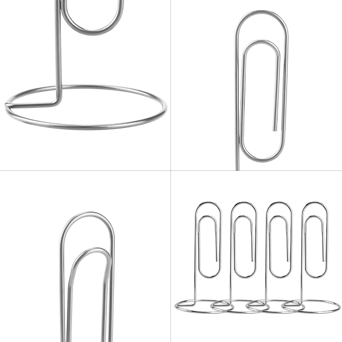 5.2 Inch Desktop Memo Holder, 4 Pack Jumbo Metal Desk Paper Clip Organizer for Office Table, Place Card, Bills, Photos, Table Numbers, Multi-Purpose Document Stand Accessory