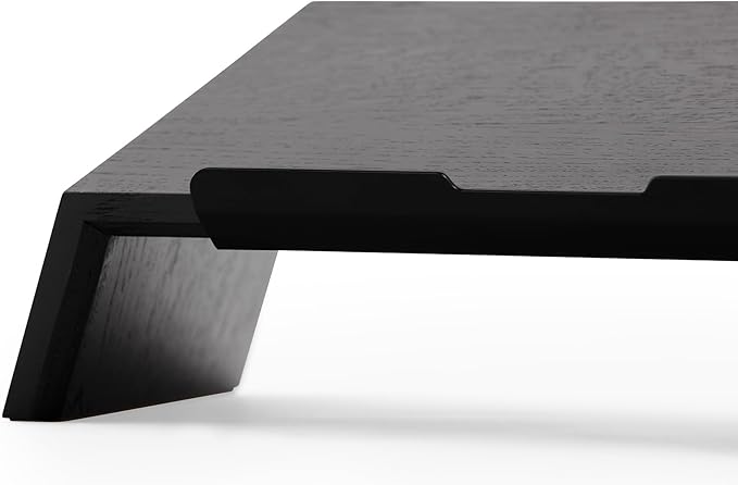 Oakywood Wooden Slanted Laptop Stand for Desk - Convenient Riser & Holder - Ergonomic Wood Stand - 45x22x14cm - for 13-14" Laptops Black