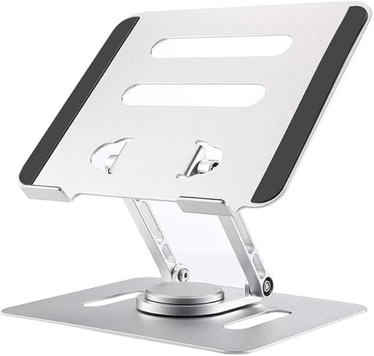 UPERFECT Adjustable Laptop Stand with 360° Rotating Base, Heavy Duty Aluminum Ergonomic Computer Riser for Desk, Foldable Portable Monitor & Laptop Stand Compatible with 7-22 Inch Devices, Silver
