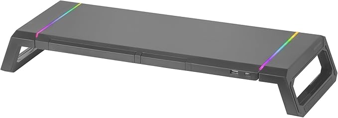Mars Gaming MGS-ONE Black, Chroma RGB Monitor Stand, Adjustable Size, Smartphone and Tablet Stand, Front USB 2.0